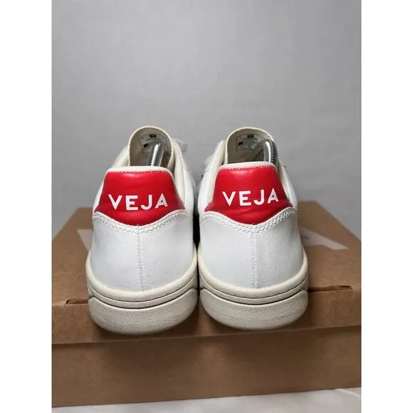 VEJA V-10 Sneakers Womens Size 11 White Red Blue Leather Nautico Pekin with BOX.