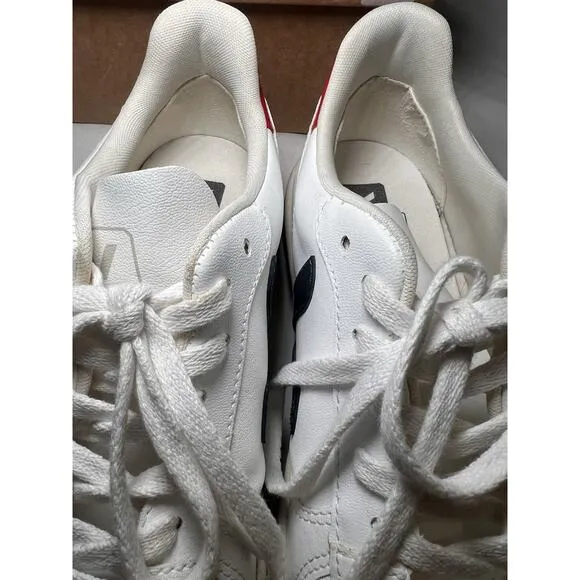 VEJA V-10 Sneakers Womens Size 11 White Red Blue Leather Nautico Pekin with BOX.