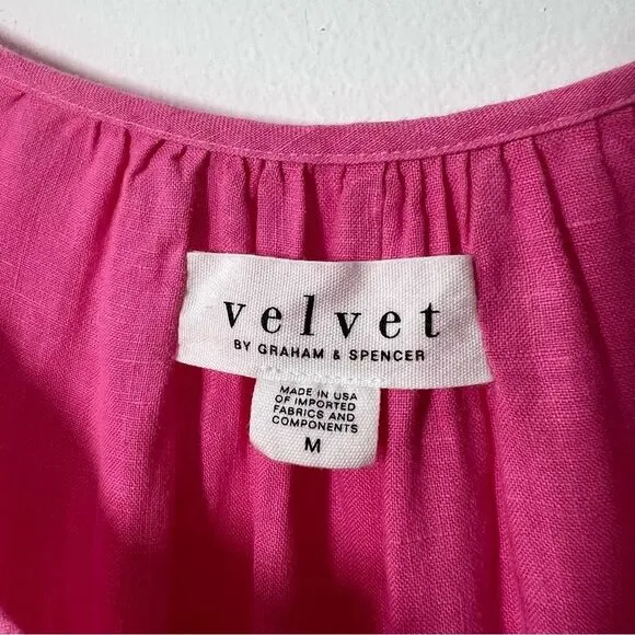 Velvet Noor Linen Ruffle Mini Dress in Tahini Pink Women’s Size Medium