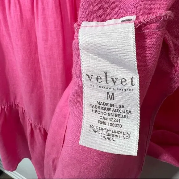 Velvet Noor Linen Ruffle Mini Dress in Tahini Pink Women’s Size Medium