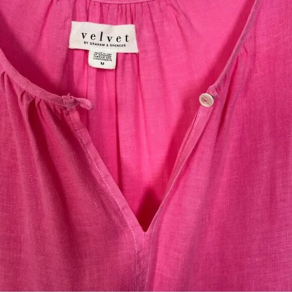 Velvet Noor Linen Ruffle Mini Dress in Tahini Pink Women’s Size Medium
