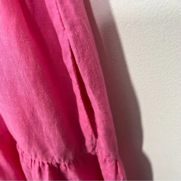 Velvet Noor Linen Ruffle Mini Dress in Tahini Pink Women’s Size Medium