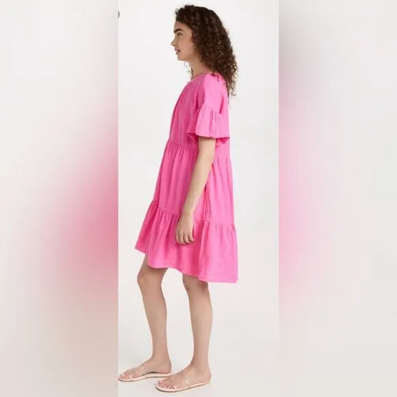 Velvet Noor Linen Ruffle Mini Dress in Tahini Pink Women’s Size Medium