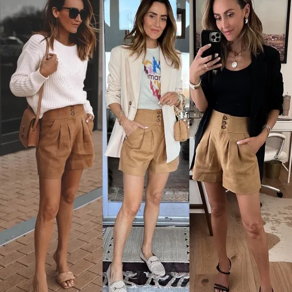 Veronica Beard “Alicia” Linen Shorts Tan/camel – Size 8