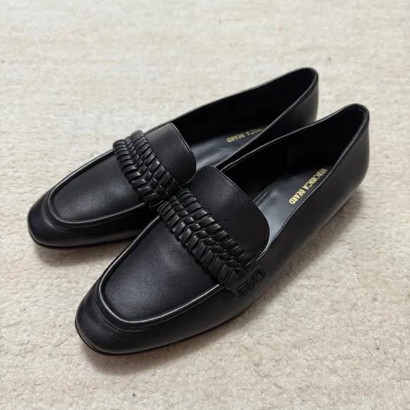 Veronica Beard Arlie Loafers Braided Napa Leather Black Flat Shoes Women's 8.5