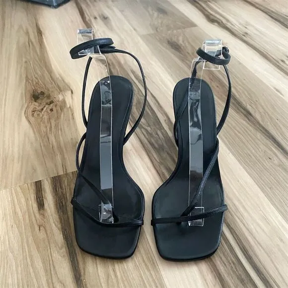 Vince Women's Black Strappy Block Heel Sandals Size 9M Casual