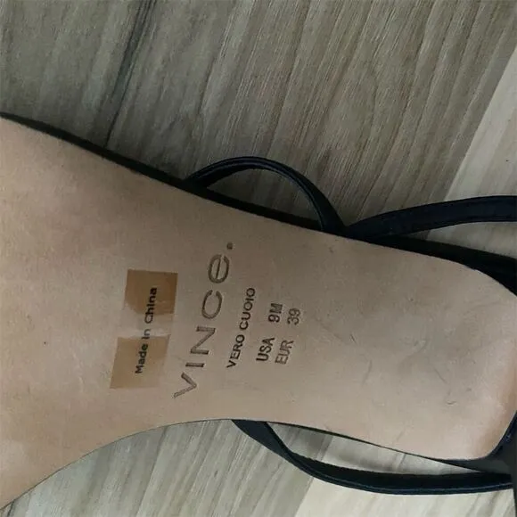 Vince Women's Black Strappy Block Heel Sandals Size 9M Casual