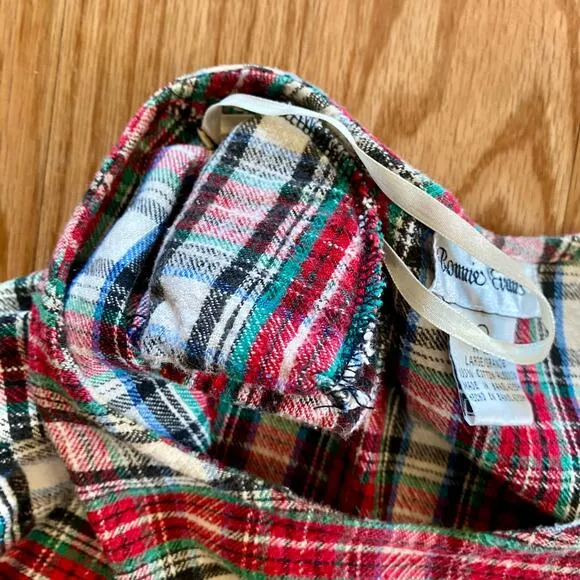 Vintage Bonnie Evans Plaid Tartan Flair Red Holiday Dress Girls Large