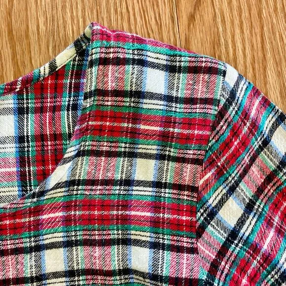 Vintage Bonnie Evans Plaid Tartan Flair Red Holiday Dress Girls Large