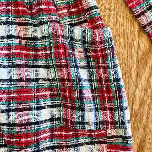 Vintage Bonnie Evans Plaid Tartan Flair Red Holiday Dress Girls Large