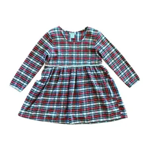 Vintage Bonnie Evans Plaid Tartan Flair Red Holiday Dress Girls Large