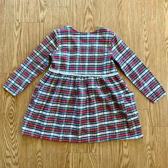 Vintage Bonnie Evans Plaid Tartan Flair Red Holiday Dress Girls Large