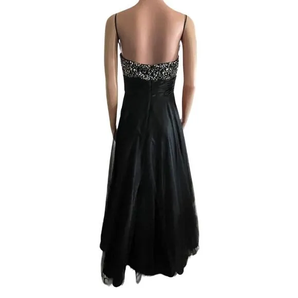 Vintage Dancing Queen USA Gown, Medium, black &amp; sequin sweetheart‎ top, princess