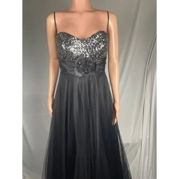 Vintage Dancing Queen USA Gown, Medium, black &amp; sequin sweetheart‎ top, princess