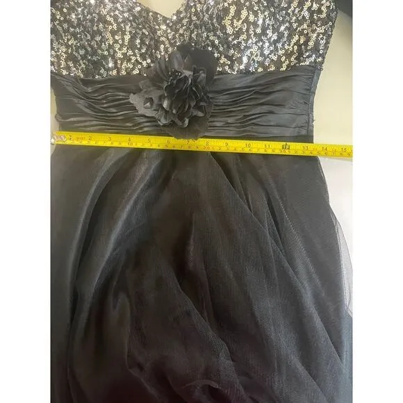 Vintage Dancing Queen USA Gown, Medium, black &amp; sequin sweetheart‎ top, princess