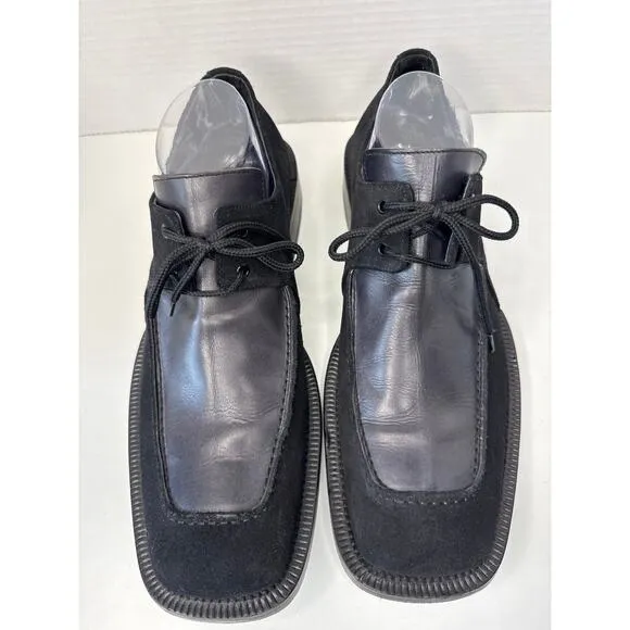 Vintage Début Leather &amp; Suede dress black square toe derby shoes 41