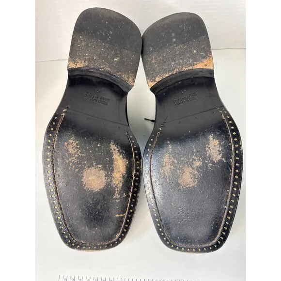 Vintage Début Leather &amp; Suede dress black square toe derby shoes 41