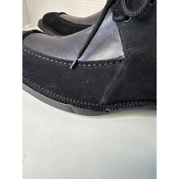 Vintage Début Leather &amp; Suede dress black square toe derby shoes 41