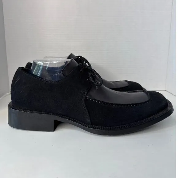 Vintage Début Leather &amp; Suede dress black square toe derby shoes 41