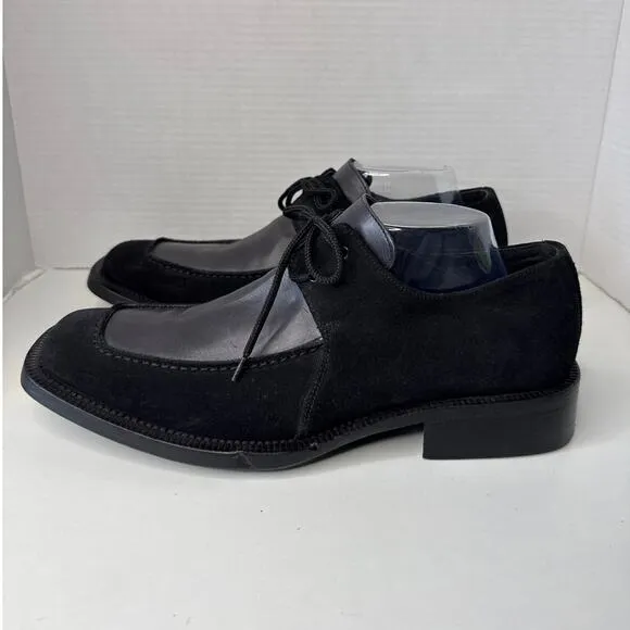 Vintage Début Leather &amp; Suede dress black square toe derby shoes 41