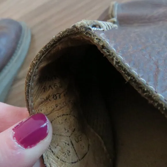 VINTAGE DR. MARTENS Slip On Chunky Wedge Brown Leather Sandals Clogs Y2K US 6