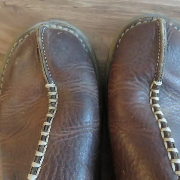 VINTAGE DR. MARTENS Slip On Chunky Wedge Brown Leather Sandals Clogs Y2K US 6