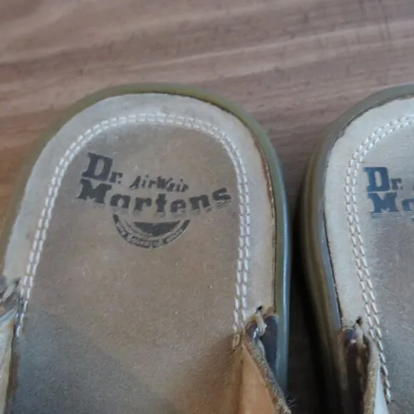 VINTAGE DR. MARTENS Slip On Chunky Wedge Brown Leather Sandals Clogs Y2K US 6