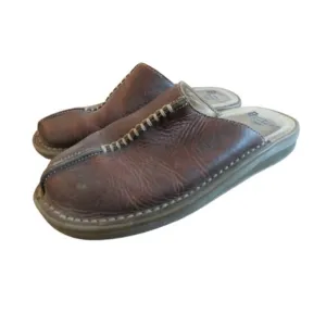VINTAGE DR. MARTENS Slip On Chunky Wedge Brown Leather Sandals Clogs Y2K US 6