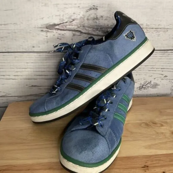 Vintage Mens 12 Adidas Original NBA MN Timberwolves Campus Blue Shoes Suede