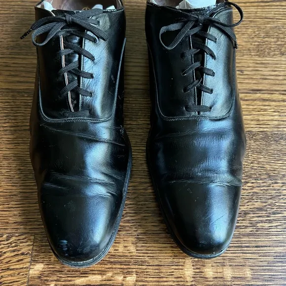 Vintage Oxfords, Black Patent Leather, Formal Men’s Dress Shoes