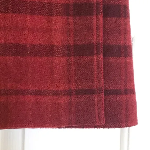 VINTAGE Plaid Wool Wrap Skirt Burgundy Black