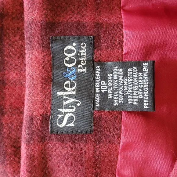 VINTAGE Plaid Wool Wrap Skirt Burgundy Black