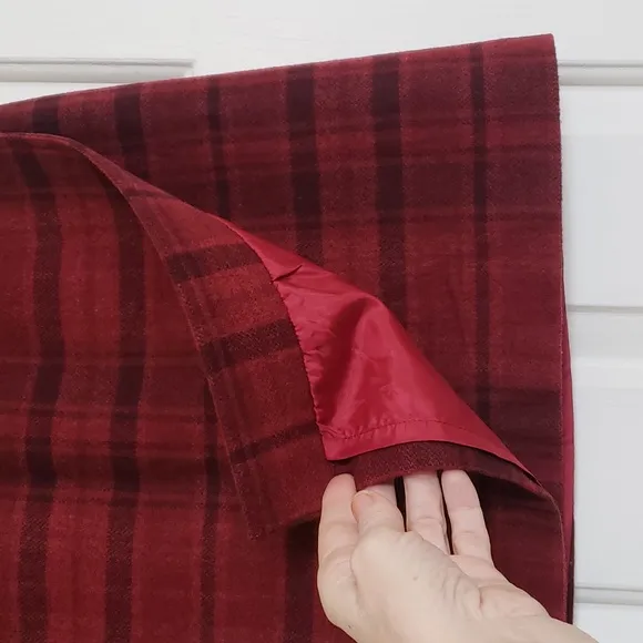VINTAGE Plaid Wool Wrap Skirt Burgundy Black