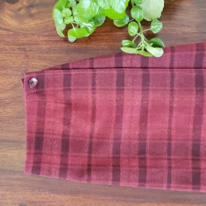 VINTAGE Plaid Wool Wrap Skirt Burgundy Black