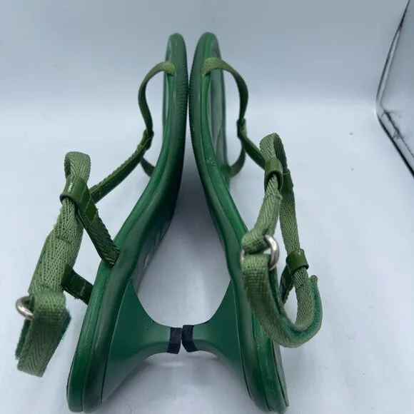 Vintage Prada Green Leather Kitten Heel Sandals – Size 36.5 Y2K