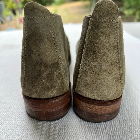 Vintage Shoe Company Olive Suede Booties 8.5