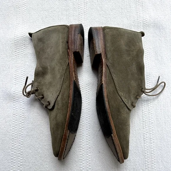 Vintage Shoe Company Olive Suede Booties 8.5