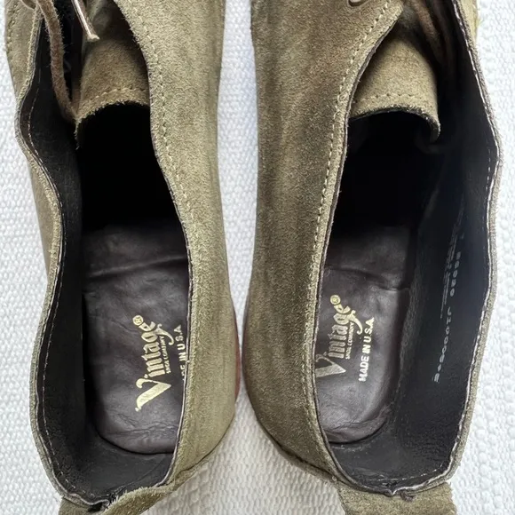 Vintage Shoe Company Olive Suede Booties 8.5