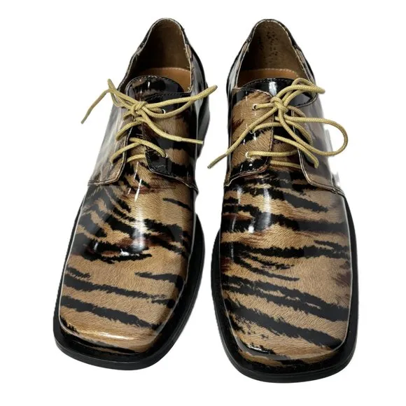Vintage Tan Gold Zebra Oxford Formal Dress Shoe Rare OOAK NWOT
