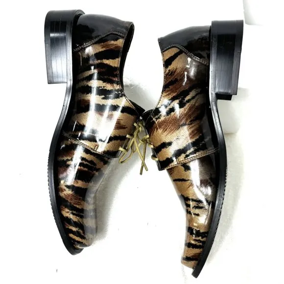Vintage Tan Gold Zebra Oxford Formal Dress Shoe Rare OOAK NWOT
