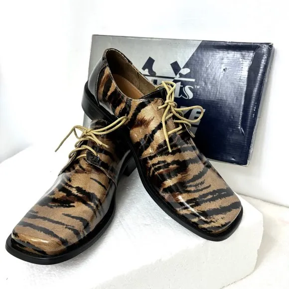 Vintage Tan Gold Zebra Oxford Formal Dress Shoe Rare OOAK NWOT