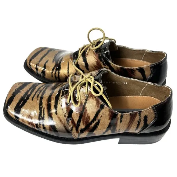 Vintage Tan Gold Zebra Oxford Formal Dress Shoe Rare OOAK NWOT