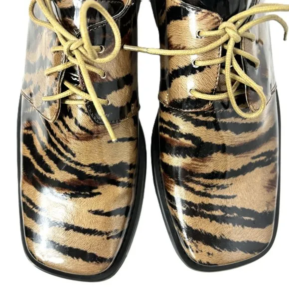 Vintage Tan Gold Zebra Oxford Formal Dress Shoe Rare OOAK NWOT