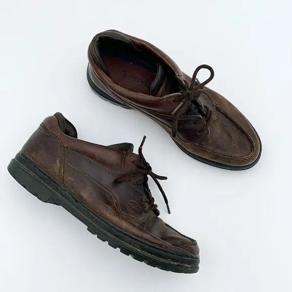 Vintage Timberland brown leather lace up boat shoes