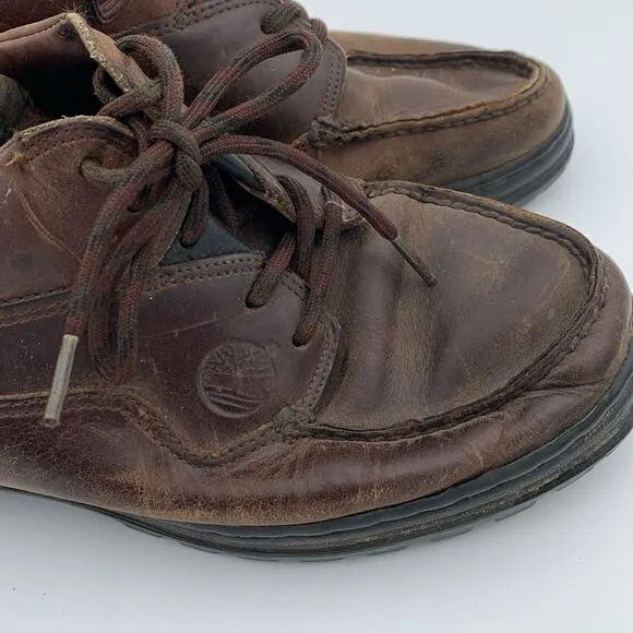 Vintage Timberland brown leather lace up boat shoes
