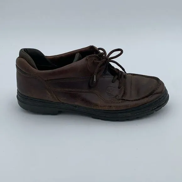 Vintage Timberland brown leather lace up boat shoes