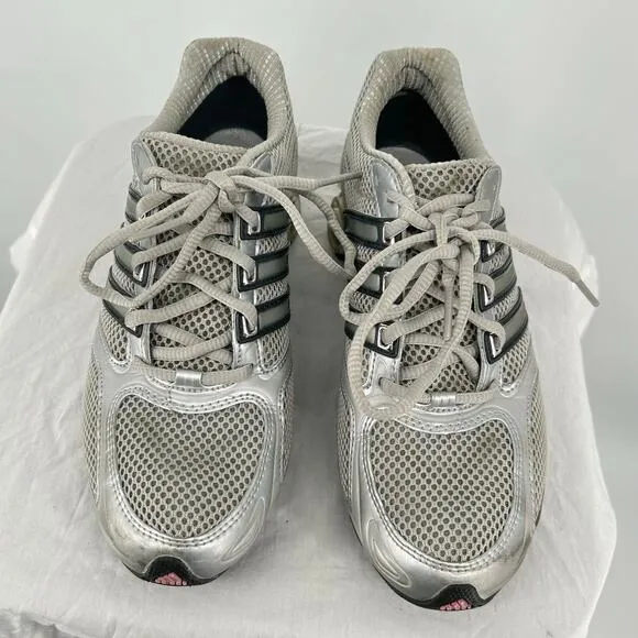 Vintage y2k Women's 6.5 Adidas Bounce Pink Silver/Grey athletic shoes sneakers