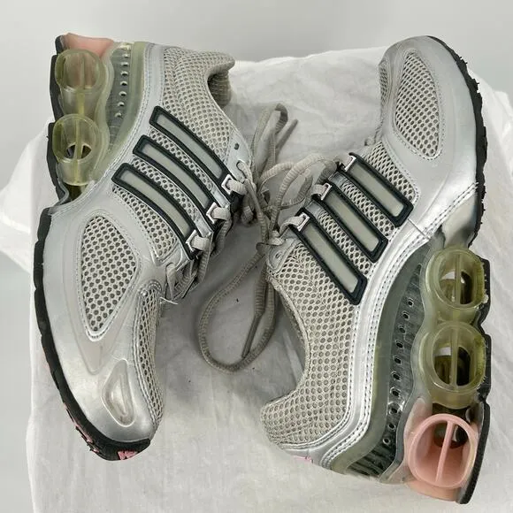 Vintage y2k Women's 6.5 Adidas Bounce Pink Silver/Grey athletic shoes sneakers