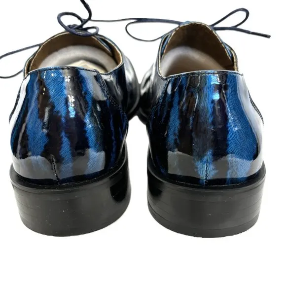 Vintage Zoot Suit Zebra Blue Oxford Formal Dress Shoe Rare OOAK NWOT
