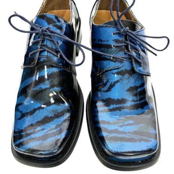 Vintage Zoot Suit Zebra Blue Oxford Formal Dress Shoe Rare OOAK NWOT